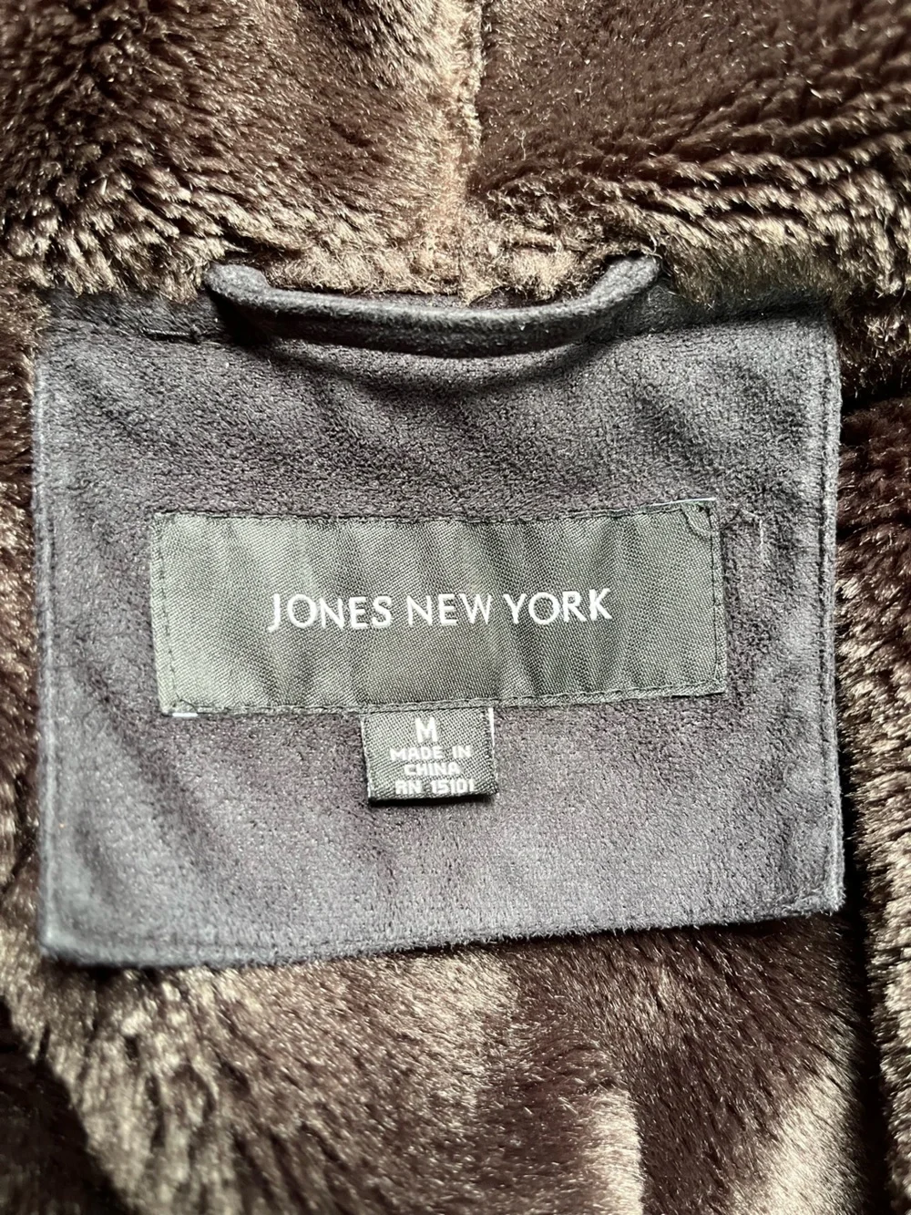 Jones New York Black Hooded Shearling-Trim Pea Coat
